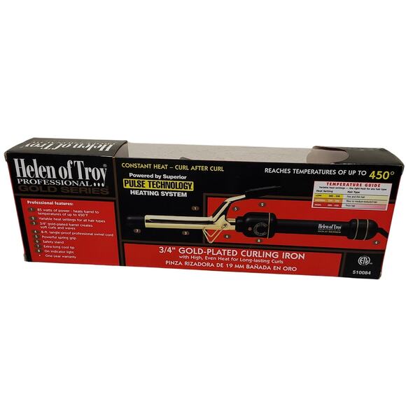 Helen Of Troy 3/4" Gold Plated Curling Iron Professional Series High Heat NEW - Picture 4 of 7